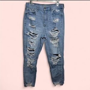 American Eagle Outfitters Light Blue Distressed Boyfriend Jeans